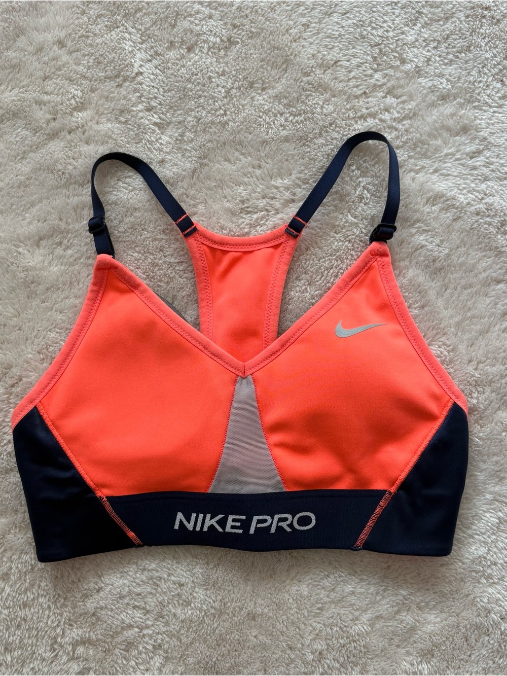 Nike Pro Coral & Black Racerback Sports Bra